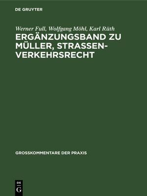 cover image of Ergänzungsband zu Müller, Straßenverkehrsrecht
